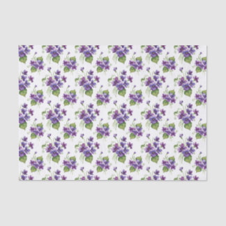 Watercolor Violet Flowers Bouquet Seidenpapier