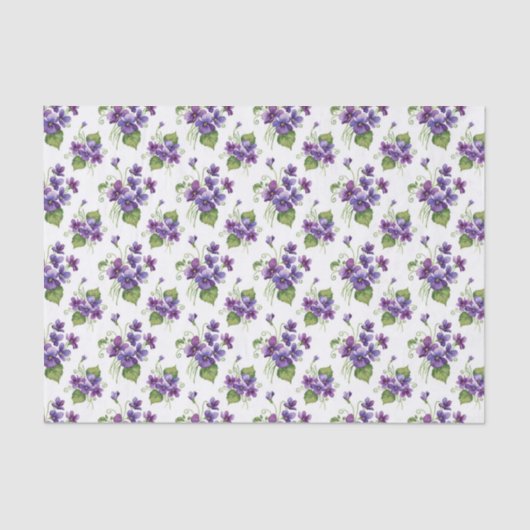 Watercolor Violet Flowers Bouquet Seidenpapier (Vorderseite)