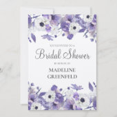 Watercolor Violet Flowers Wedding Bridal Shower Einladung (Vorderseite)