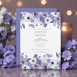 Watercolor Violet Flowers Wedding Einladung