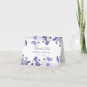 Watercolor Violet Purple Flowers Wedding Dankeskarte (Vorderseite)