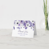 Watercolor Violet Purple Flowers Wedding Dankeskarte (Vorderseite)