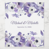 Watercolor Violet Purple Flowers Wedding Weinetikett (Einzelnes Label)