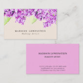 Watercolor-violette lila Blumen Visitenkarte (Vorne/Hinten)
