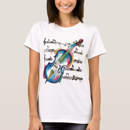 Watercolor Violin Women's Basic T-Shirt (Vorderseite)