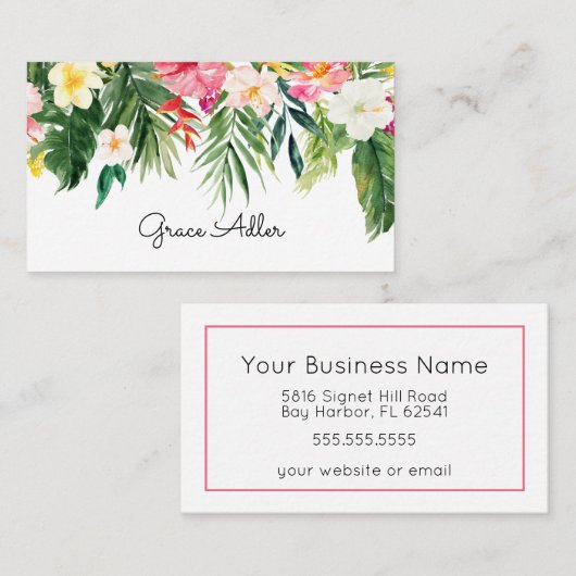 Watercolor-Visitenkarte für tropische Blume Visitenkarte (Vorne/Hinten)