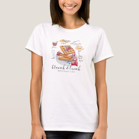Watercolor Waffellogorestaurant Business T-Shirt (Vorderseite)