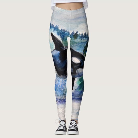 Watercolor-Wal-Gewohnheits-Leggings Leggings (Vorderseite)