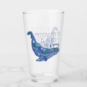 Watercolor-Wal - Liebe so groß wie der Ozean Glas