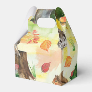 Watercolor Wald Kaninchen, Eule, Eichhörnchen, Ige Geschenkschachtel