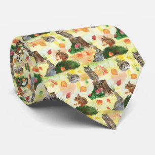 Watercolor Wald Kaninchen, Eule, Eichhörnchen, Ige Krawatte