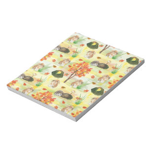 Watercolor Wald Kaninchen, Igel Notizblock