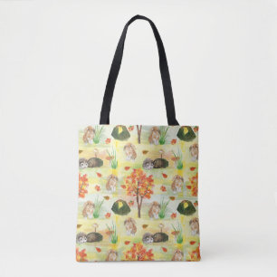 Watercolor Wald Kaninchen, Igel Tasche