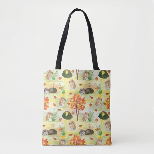 Watercolor Wald Kaninchen, Igel Tasche (Vorderseite)