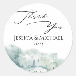 Watercolor-Wald Runder Aufkleber