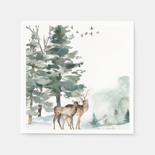 Watercolor-Wald Serviette (Vorderseite)