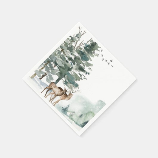 Watercolor-Wald Serviette (Ecke)