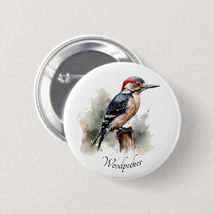 Watercolor-Wald-Specht, individuell anpassbar Button
