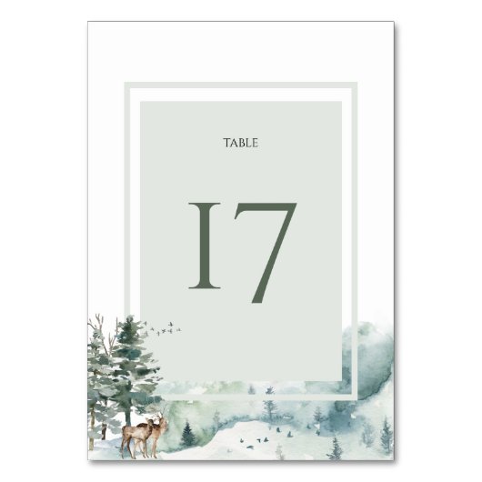 Watercolor-Wald Tischnummer (Rückseite)