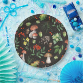 Watercolor-Wald verlässt Pilzen Blumen | Pappteller (Party)