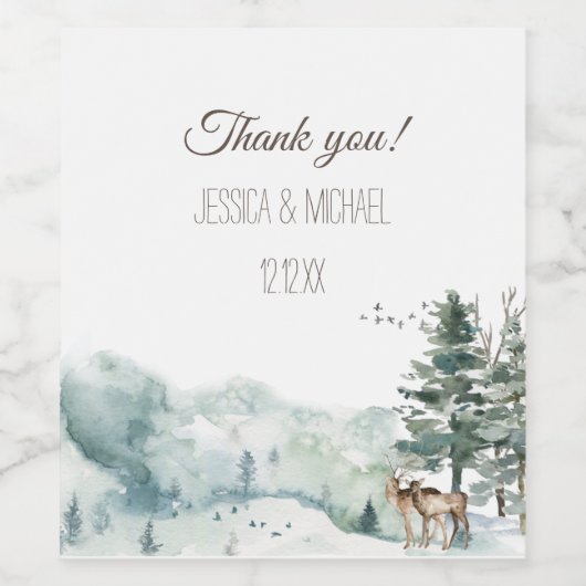 Watercolor-Wald Weinetikett (Einzelnes Label)