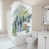 Watercolor-Waldszene Duschvorhang (Beispiel)