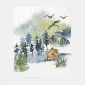 Watercolor-Waldszene Fleecedecke (Vorderseite)