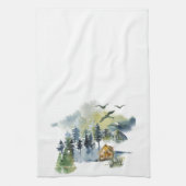 Watercolor-Waldszene Geschirrtuch (Vertikal)