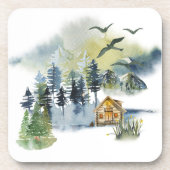 Watercolor-Waldszene Getränkeuntersetzer (Vorderseite)