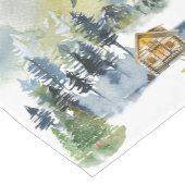 Watercolor-Waldszene Kurzer Tischläufer (Ecke)