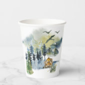 Watercolor-Waldszene Pappbecher (Vorderseite)