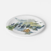 Watercolor-Waldszene Pappteller (Schrägansicht)