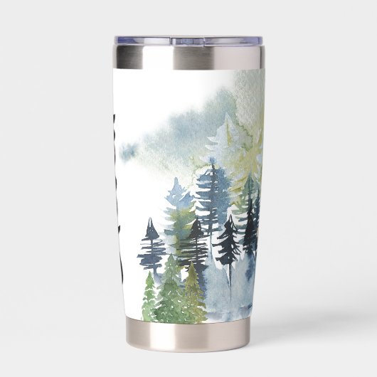 Watercolor-Waldszene personalisiert Thermobecher (Rückseite)