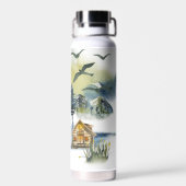 Watercolor-Waldszene Trinkflasche (Rückseite)