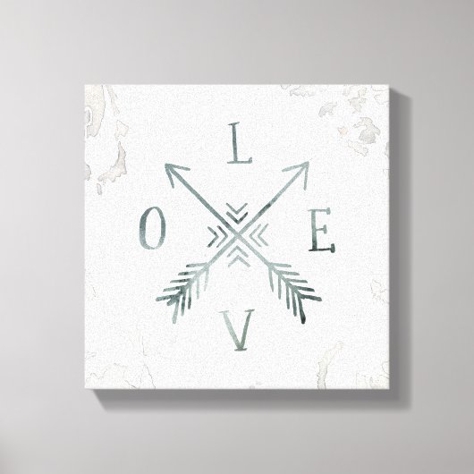 Watercolor Wanderlust Abenteuer III | LIEBE Leinwanddruck (Vorderseite)