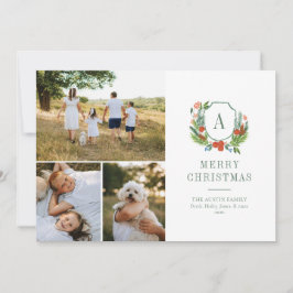 Watercolor Wappen Preppy Christmas Multi Foto Card Feiertagskarte
