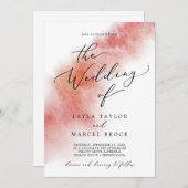 Watercolor Wash | Apple Red Wedding Einladung (Vorne/Hinten)