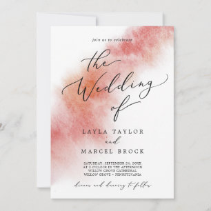 Watercolor Wash   Apple Red Wedding Einladung