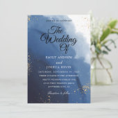 Watercolor Wash | Blau Die Einladung zur Hochzeit (Stehend Vorderseite)