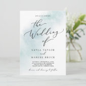 Watercolor Wash | Blau die Hochzeit von Einladung (Stehend Vorderseite)