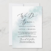 Watercolor Wash | Blau machen wir wieder Brunch Einladung (Vorderseite)