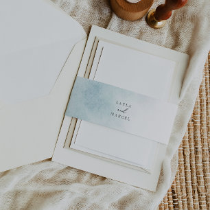 Watercolor Wash   Blaue Braut und Hochzeit Einladungsbanderole