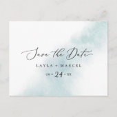 Watercolor Wash | Blaue Save the Date Postkarte (Vorderseite)