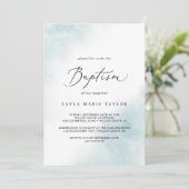 Watercolor Wash | Blaue Taufe Einladung (Stehend Vorderseite)