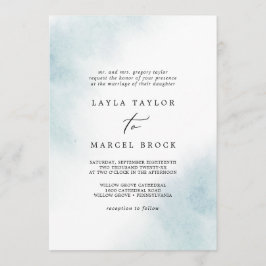 Watercolor Wash | Blaue traditionelle Hochzeit Einladung