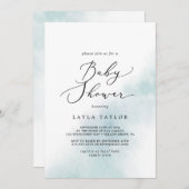 Watercolor Wash | Blue Baby Dusche Einladung (Vorne/Hinten)