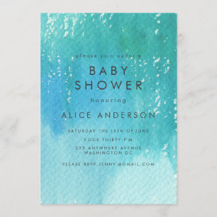 Watercolor Wash Blue Baby Dusche laden ein Einladung