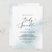 Watercolor Wash | Blue Baby Sprinkle Einladung (Vorne/Hinten)