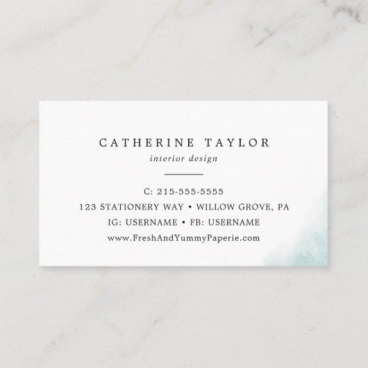 Watercolor Wash | Blue Business Card Visitenkarte (Rückseite)