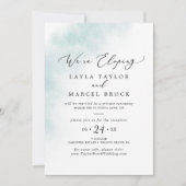 Watercolor Wash | Blue Elopement Empfang Einladung (Vorderseite)